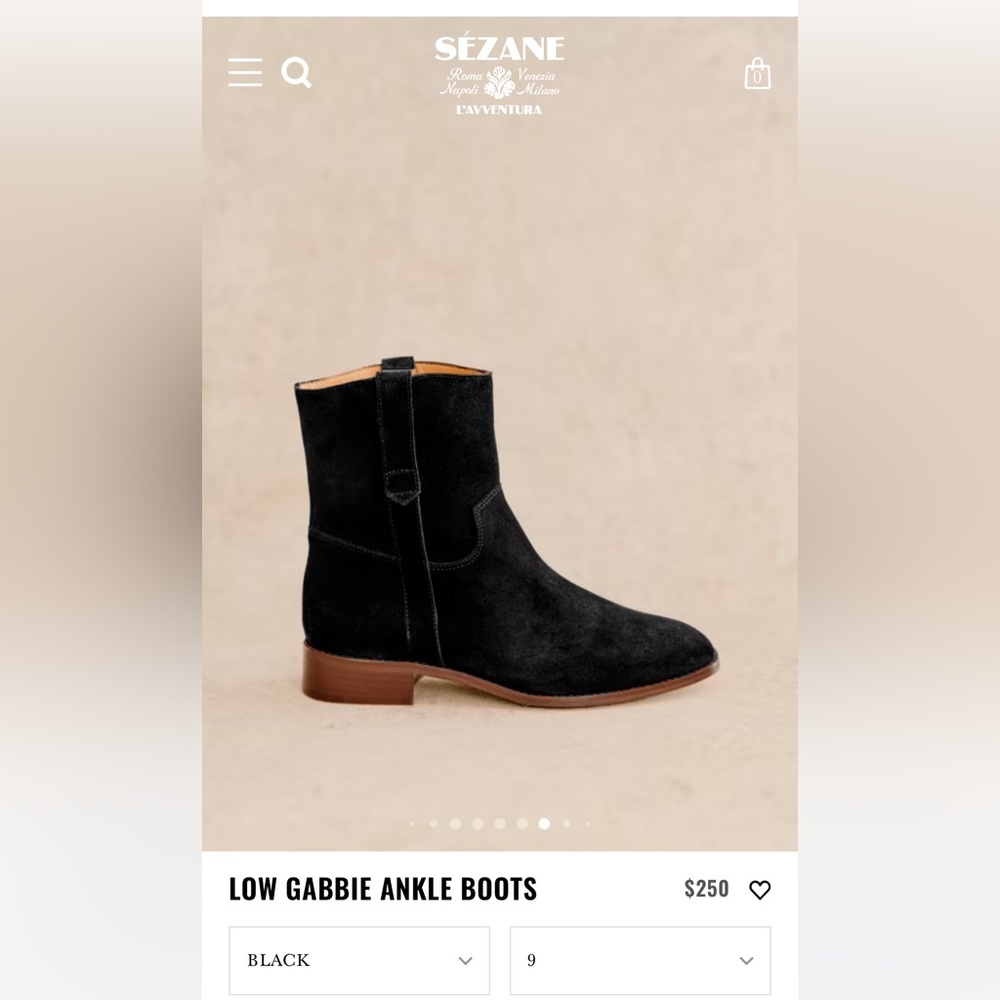 COPY - Sézane Low Gabbie Ankle Boots, Black Suede